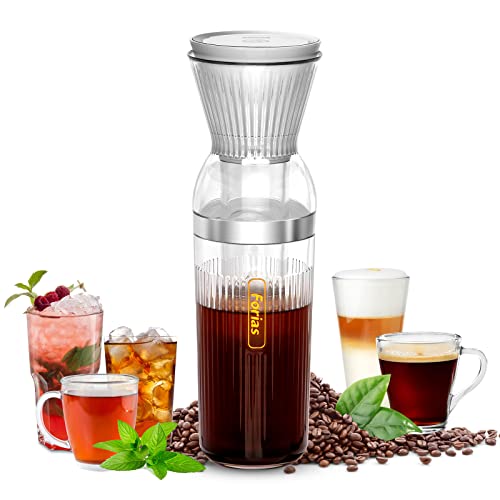 Forias Electric Cold Brew Coffee Maker 2in1 Iced Coffee&Tea Maker Cordless Personal Coffee Maker