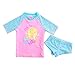 Little Girls Two Piece Swimsuits Short Sleeve Rash Guard Swimwear Set Swim Shirt Set 4T