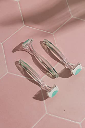 ABOUT BODY BIKINI SHAVERS – 3 GENTLE BEAUTY GROOMERS, JAPANESE STEEL RAZOR IDEAL FOR SHAVING, EXFOLIATING AND TRIMMING INTIMATE AREAS, SKIN-SOOTHING ALOE MOISTURE PAD GENTLY GLIDES ALONG SKIN