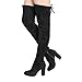 Beston GF58 Women's Drawstring Inside Zip Block Heel Snug Fit Thigh High Boots