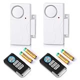 Wsdcam Wireless Remote Door Alarm Windows Open Alarms Magnetic Sensor Pool Alarm for Kids Safety Home Security, 110 dB Loud, Battery Included (2 Alarms with 2 Remotes)