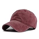 HH HOFNEN Unisex Twill Cotton Baseball Cap Vintage Adjustable Dad Hat (Burgundy)