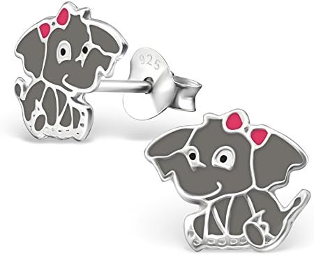 71 Styles of Little Miss Cute.925 Sterling Silver Hypoallergenic Ring Stud Earrings for Girls (Nickel Free) --With Gift Box -- (Elephant)