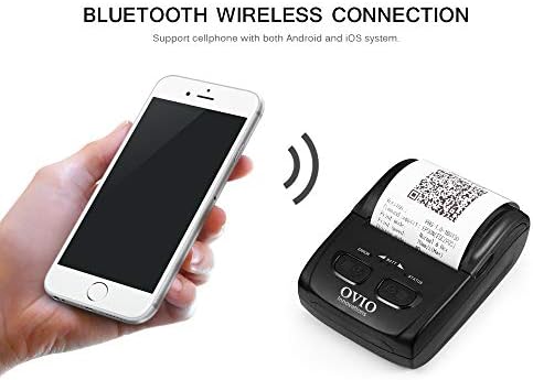 OVIO 58mm Bluetooth 4.0 Wireless Thermal Receipt Printer POS compatible with ESC/POS Print Commands with Rechargeable Battery