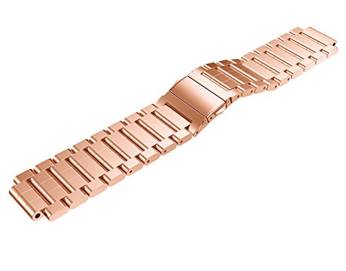 Garmin Vivoactive Acetate Watch Band, MoreToys Stainless Steel Replacement Wristband Bracelet Strap for Garmin Vivoactive Acetate Sports GPS Smart Watch (Rose Gold) - Thumbnail 3