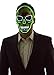 NEON NIGHTLIFE Light Up Skull Mask, Scary Skeleton Death Mask, Halloween LED Grim Reaper Costume, Green & White
