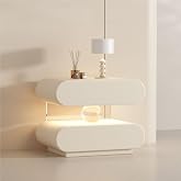 Solid Wood Nightstand with Sensor Light, Creative Bedside Table with 2 Drawers, Modern Side Table, Suitable for Bedroom, Living Room(White,19.7x15.7x18.9in)