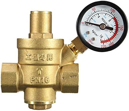 Anddod DN32 1.2 Inch Brass Water Pressure Regulator Valve with Gauge Pressure Water Pressure Reducing Valve
