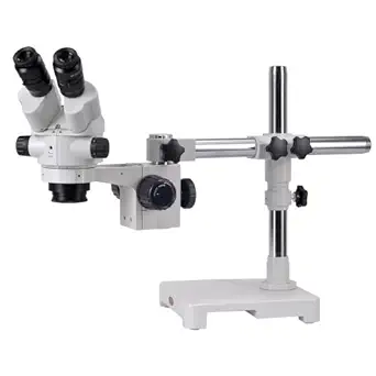 Omano OM2300S-GX4-7.5X-45X - Binocular - Zoom Stereo Microscope - Industrial Single-Arm Boom Stand - 0.5X Barlow Lens - 8W Ring Light