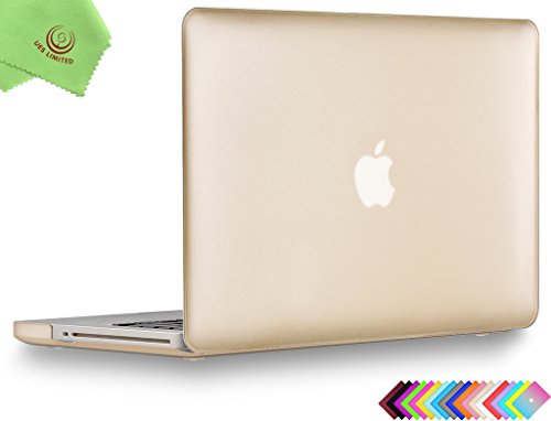 UESWILL Luxury Gold Smooth Soft-Touch Rubber Coated Hard Shell Case Cover for MacBook Pro 13" with CD-ROM (Non-Retina)(Model:A1278)+ Microfibre Cleaning Cloth, Gold