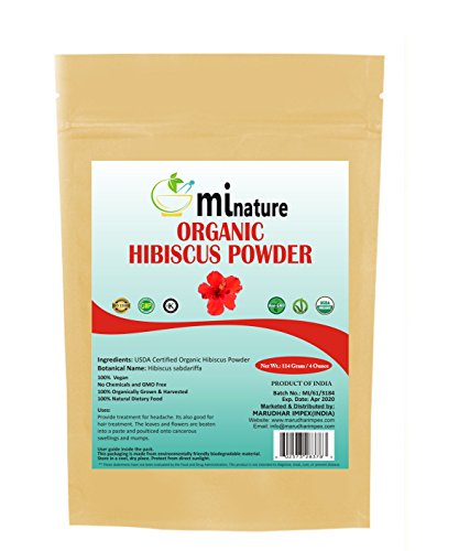 image for mi nature USDA CERTIFIED Hibiscus Powder(SABDARIFFA) / 100% Pure, Natu