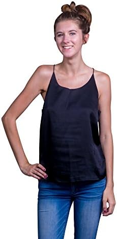 Sexy Silk-Like Camisole Tops for Women by Lace Republic, Silky Club Wear Spaghetti Strap Racerback Fashion Cami Tanks - Assorted Colors, Sizes XS, S, M, L, XL (17MG029) (Black) (XX-Large)