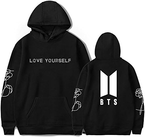 VANGULL Women BTS Love Yourself Her Sweatshirt JIMIN Jungkook Suga V Hoodie Sweater (L, Black 2)