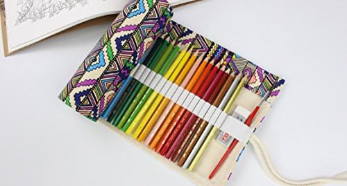 HNBGY Chic Fractional Ethnic Style Canvas Pencil Wrap 36 Colored Pencil Roll up Case Travel Pen Holder Organizer for School Office Art Craft