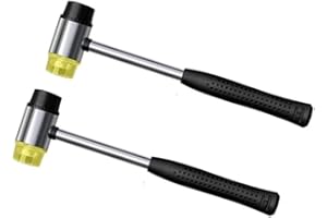 JILUKIBO 25mm Dual Head Nylon Rubber Hammer, Plastic Doublesided Soft Metal Mallet for Jewelry Woodworking Leather Crafts Flooring Installation (2 Pack)