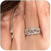 925 Sterling Silver Women’s Open Ring - Adjustable Lace Inspired Zircon Row & Hollow Diamond Inlay, Elegant Jewelry Ideal for Engagement, Wedding & Anniversary
