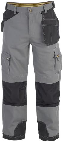 CAT Workwear mens Cat Caterpillar Mens C172 Trademark Workwear Holster Cargo Pants Grey Black 30L - Waist 30", Inside Leg 34"