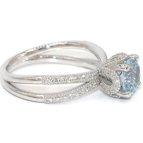 Disney Princess Cinderella Ring, 14k White Gold Aquamarine