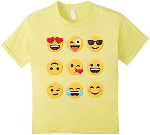 Kids Emoji T-shirt Smiley Face Emoticon Love Wink Laugh Cool 6 Lemon