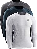 Neleus Men's 3 Pack Dry Fit Running Shirt Long