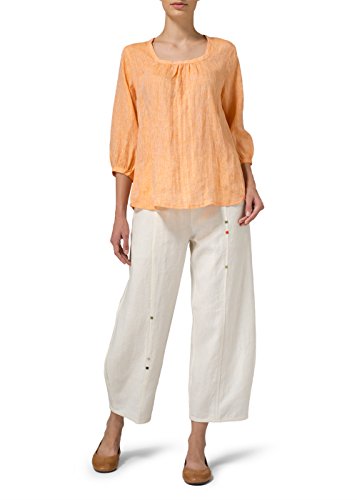 Vivid Linen Three-Quarter Bishop-Sleeve 