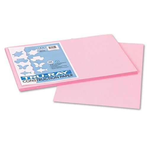 Pacon Tru-Ray Construction Paper, 76 lbs., 12 x 18, Pink, 50 Sheets/Pack