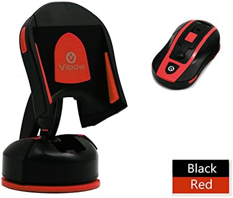 VIIPOW Universal Car Mount Smartphones Holder (Mini Automobile Frame Design)for iPhone 6/6S/7 Plus 5S/5C Samsung Galaxy S5/S6/S7 Edge/Plus Note 4/5 LG G3/G4/G5 Nexus Sony Nokia and More (Black-Red)