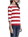 FENSACE Womens 3/4 Sleeve Cotton Red and White Striped T-Shirt,Red,Small