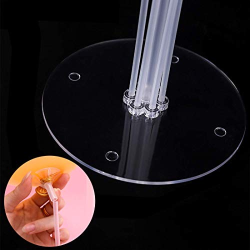 QISF Balloon Column Stand Kit 5 Sets of Clear Table Desktop Balloon Holder + 2 Rolls 100 Dot Removable Adhesive Glue Dot for Baby Shower Birthdays Wedding Parties Holidays and Anniversary Decor