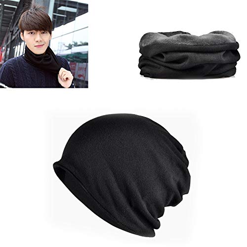 Unisex Cotton Beanies Hat Fashion Cap Sleeve Head Cap for Women and Men (Black)