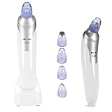 Blackhead Remover, Electronic Facial Pore Cleaner Acne Blackhead Removal Rechargeable Utilizes Pore Vacuum Extraction By iSuri, Comedone Extractor（White）