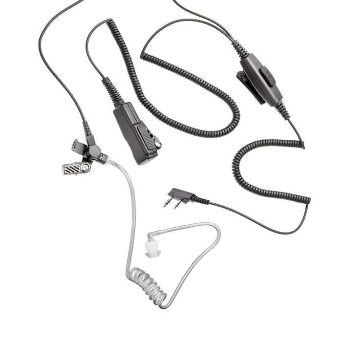 Double PTT with Microphone Covert Earpiece Headset with for Kenwood 2 Pin Radio