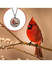 Lola Bella Regalos y Espíritu Lala "Rojo Feathered Soul Reversible Cardinal Collar con la parte posterior Love Never Dies y Poem Card, Caja de Regalo Grief Sympathy Gift