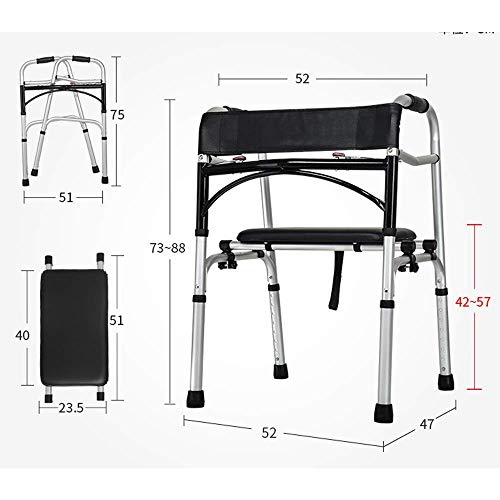 LMEIL 4 in 1 Stand-Assist Folding Walker, Compact Lightweight andHeight Adjustable with Brake Detachable Seat and Wheels Supports up to 350 lbs for Seniors - Thumbnail 4