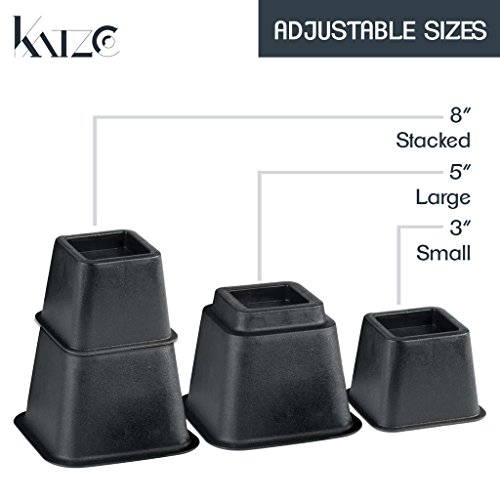 Bed Risers, Adjustable Heavy Duty, 8 Piece Set, 3 or 5 or 8 Inches Tall