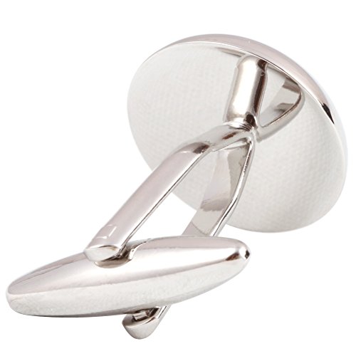 HJ Men's 2PCS Rhodium Plated Cufflinks Silver Initial Letter Shirt Wedding Business 1 Pair Set White V