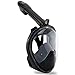 Vaincre 180° Full Face Snorkel Mask with Panoramic View Anti-Fog,Anti-Leak Snorkeling Design with Adjustable Head Straps-See Larger Viewing Area Than Traditional Masks for Adults Youth (Black L/XL)
