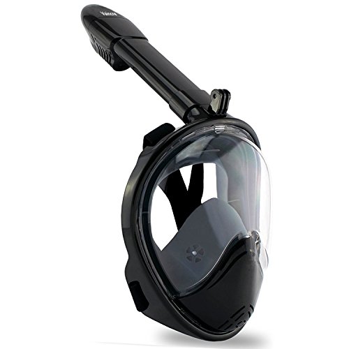 Vaincre 180° Full Face Snorkel Mask with Panoramic View Anti-Fog, Anti-Leak Snorkeling Design with Adjustable Head Straps See Larger Viewing Area