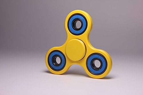 ASELA Official Tri Fidget Spinner Toy Prime Premium Quality EDC Focus for Kids & Adults - Fast Stress Reducer Relieves ADHD and Hybrid ceramic si3n4 (Yellow and blue)