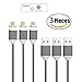 Netdot 3 Pack 2nd Generation Magnetic Braided USB Charging Cable for Samsung Galaxy S2 S3 S4 S6 , Note 2/3/4/5, LG G4 G3, Sony Xperia Z5 Premium/Compact etc ( 3 Pack gray)