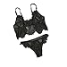 haoricu Women's Fashion Lingerie Lace Babydoll Underwear Bra+Pants Set Small Black