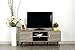 Weathered Grey Oak Finish TV Entertainment Center Console Cabinet Stand with Two Doors and Shelves