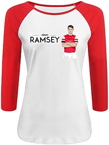 Women's Aaron Ramsey 100% Cotton 3/4 Sleeve Athletic Baseball Raglan Tee Shirts Red US Size M