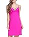 Ekouaer Women Lace Sleepdress V-neck Flannel Nightgowns(Rose Red,Small)