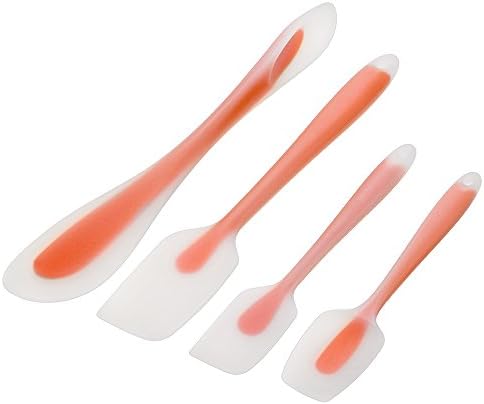 Spatula,Xpatee 4-pieces Heat-Resistant Baking Spatulas Non-stick Flexible Rubber Spatulas (Coral)