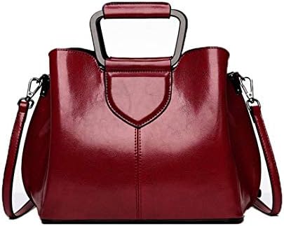 Casual Vintage Handbags Women's Genuine Leather Shoulder Bag Retro Real Leather Hand Bag Red Wine