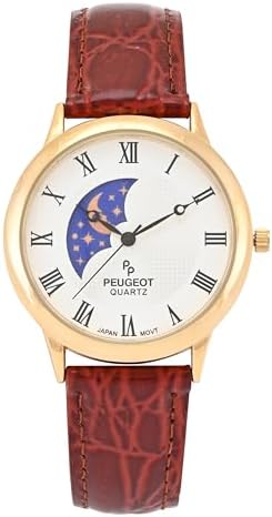 Peugeot Men's 14K Gold Plated Decorative Sun Moon Phase Roman