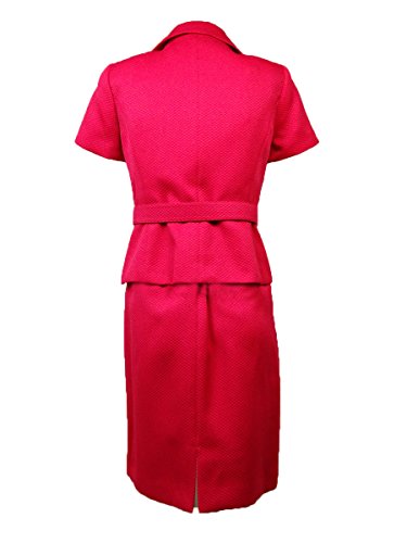 Tahari ASL Womens Petites Renee Textured Short Sleeves Skirt Suit Pink 12P - Thumbnail 3