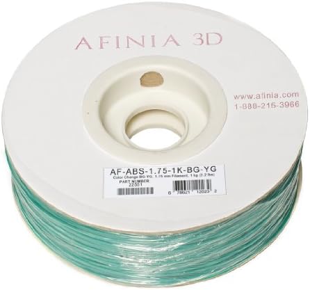 Afinia Value-Line Blue/Green to Yellow/Green Color Changing ABS Filament for 3D Printers - Part Number AF-ABS-1.75-1K-BG-YG