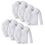 Gerber Baby 6-Pack Long-Sleeve Side-Snap Shirt, White, 0-3 Months